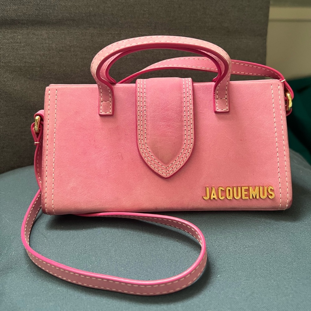 Jacquemus Le Bambino satchel in pink suede - Picture 6 of 7